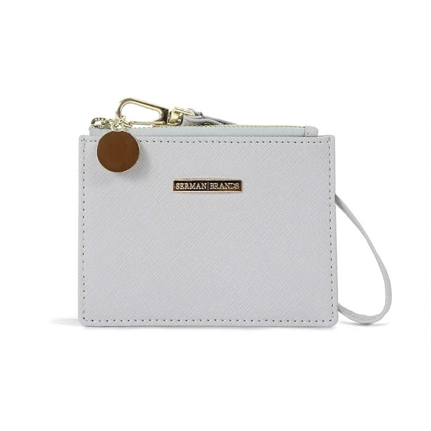 Womens Slim Front Pocket Wallet Mini Synthetic Leather Coin Change Purse Organizer with Key Chain